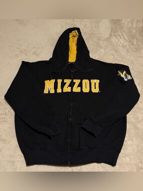 Stadium Athletics Mizzou Tigers Black & Gold Zip‑Up Hoodie – Men’s L